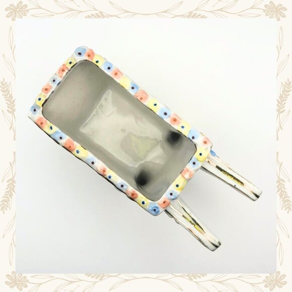 Vintage Japan Floral Wheelbarrow Garden Planter - Picture 4 of 5